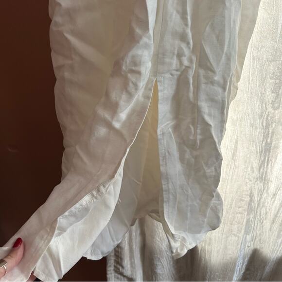 EN SAISON Sophie Sleeveless Cut Out Midi Dress Off White Linen Blend NWT S Flaw* - Picture 6 of 8